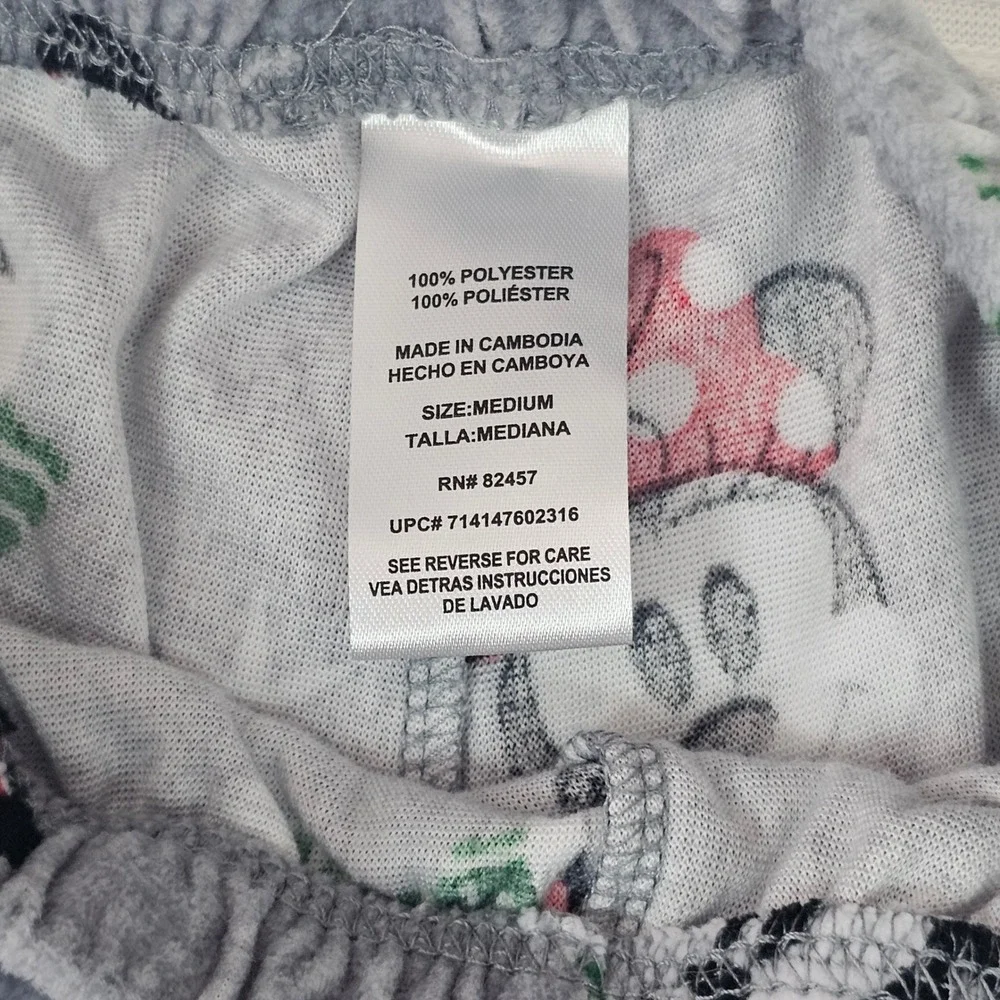 Disney Mickey Minnie Mouse Christmas‎ Holiday Fleece Pajama Pants Gray Medium - Picture 2 of 6